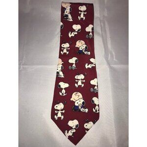 Peanuts Snoopy Charlie Brown Red Mans Best Friend 100% Silk Classic Neck Tie
